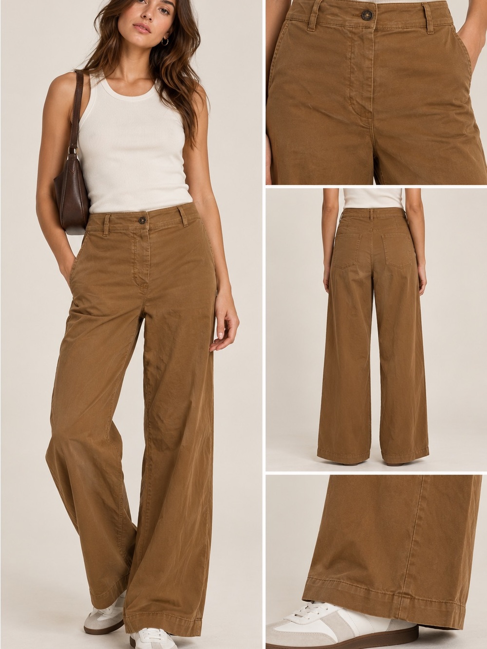 Nili Lotan Brown Mid Rise Wide Leg Jeans Pants Size 4